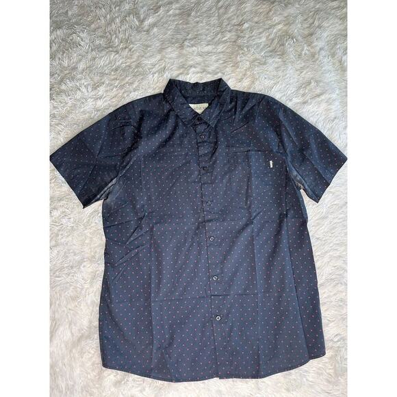 Active Basic Other - Active Ride‎ Shop Button Down Shirt Size Large Men's Short Sleeve Blue Polka Dot